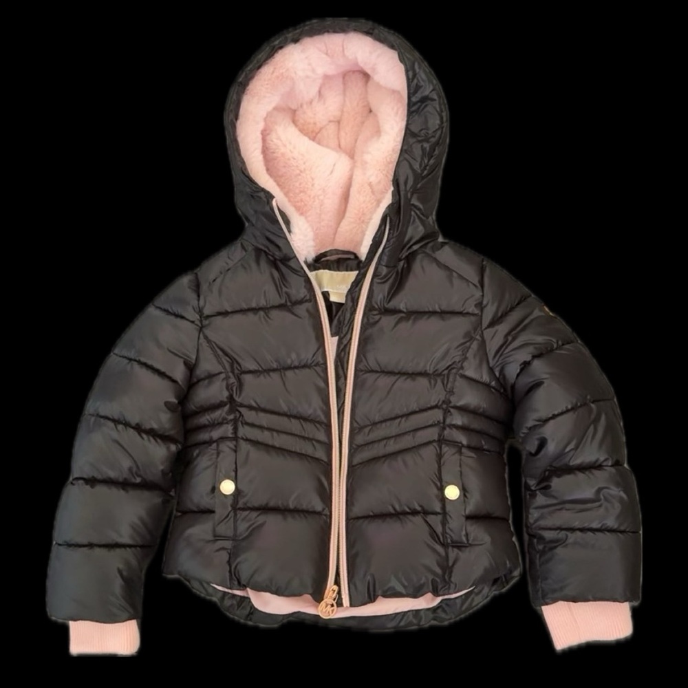 Michael Kors Black and Pink Kids Puffer Jacket Size 4 GIRLS excellent condition - Picture 2 of 8
